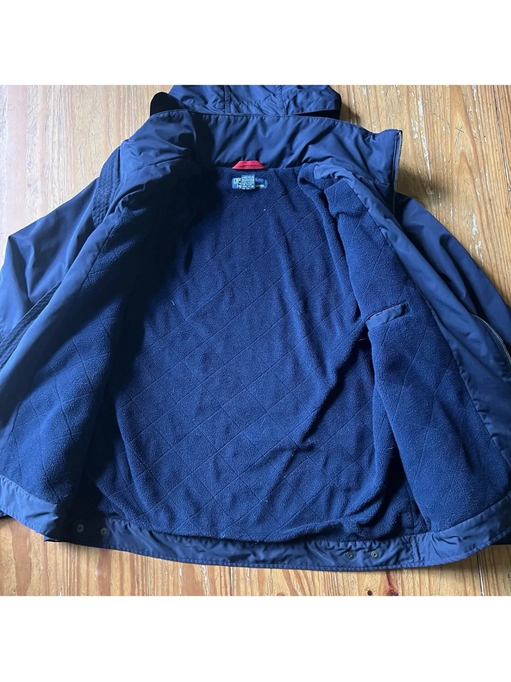 VTG 90s Polo by Ralph Lauren Navy Quilted Hooded Bedale Raincoat EUC
